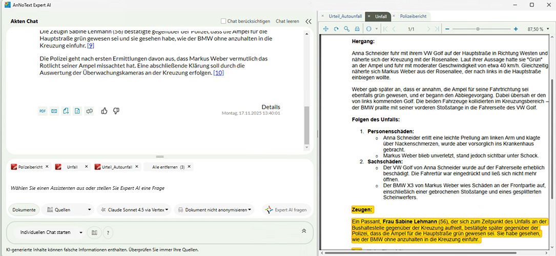 Screenshot Expart AI Aktenchat