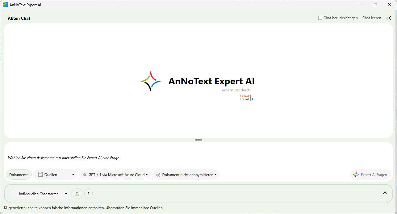 Screenshot Expart AI Aktenchat