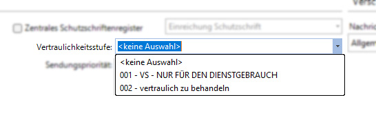 Screenshot beA Vertraulichkeit
